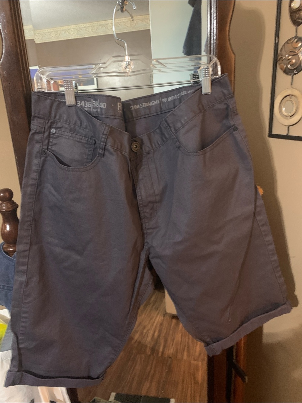 Ring of Fire Men's Slim Straight Flat-Front Shorts in Charcoal